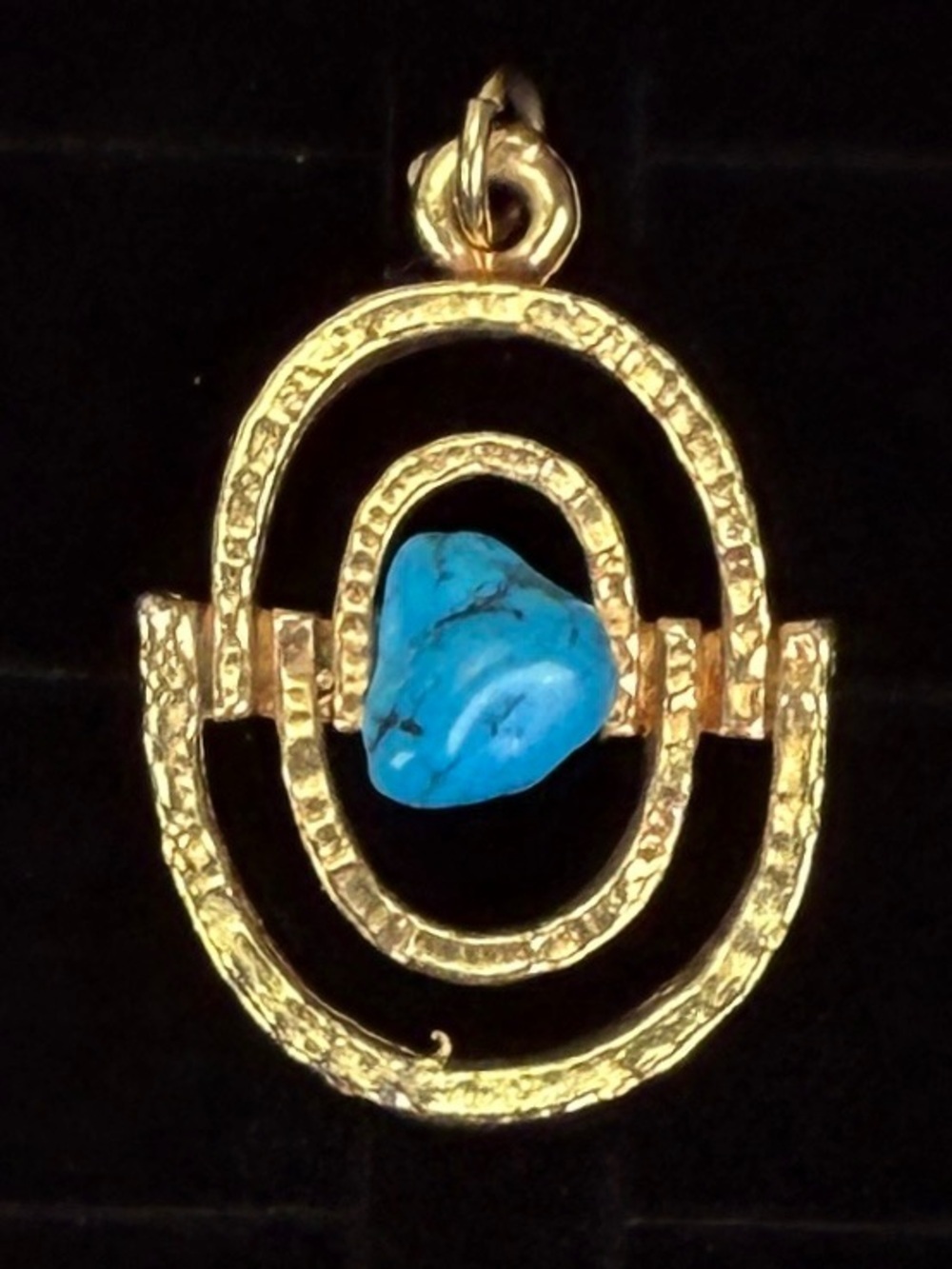 Vintage Goldtone pendant with faux turquoise blue accent stone